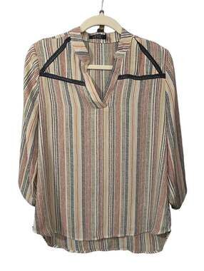 CURE. Striped V-Neck Long Sleeve Blouse (FB2)